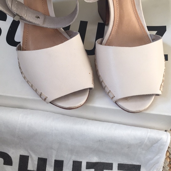 Schutz Ervinia Ankle Strap Heels with Wooden Heel - Picture 3 of 7